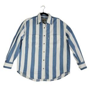 Levi's SilverTab Striped Denim Shirt Men's Small Y2K Oversized Chambray Button